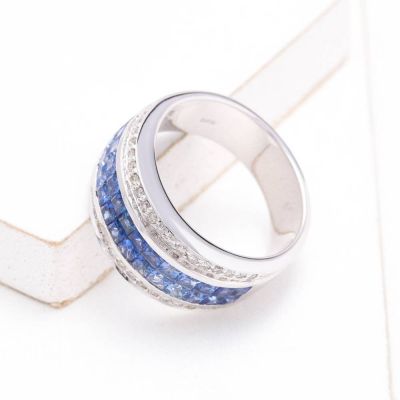 AUBREY BLUE SAPPHIRE & DIAMOND RING IN 18K GOLD