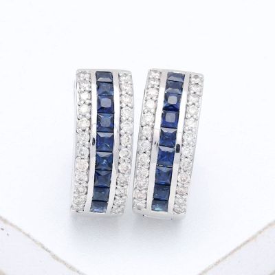 EMILY BLUE SAPPHIRE & DIAMOND EARRINGS IN 18K GOLD