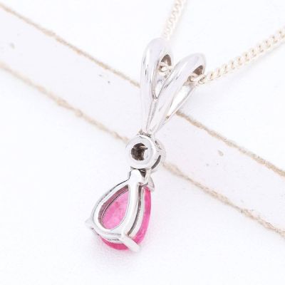 KYLIE RARE PINK SPINEL & DIAMOND PENDANT IN 14K WHITE GOLD by EQUALLI.COM