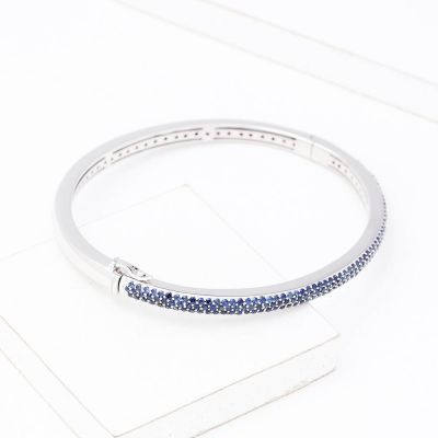 MAINE BLUE SAPPHIRE BANGLE IN STERLING SILVER