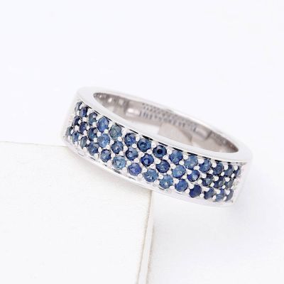 MAINE BLUE SAPPHIRE 6.5mm RING IN STERLING SILVER