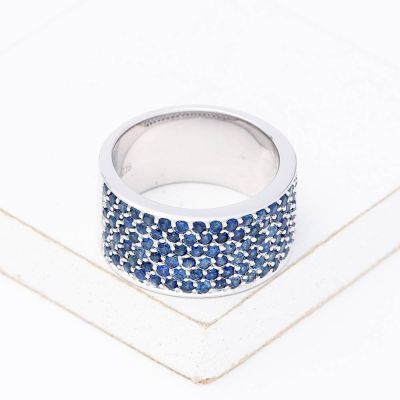MAINE BLUE SAPPHIRE 9.5mm RING IN STERLING SILVER