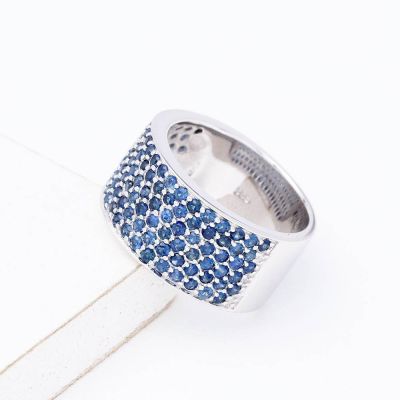 MAINE BLUE SAPPHIRE 9.5mm RING IN STERLING SILVER