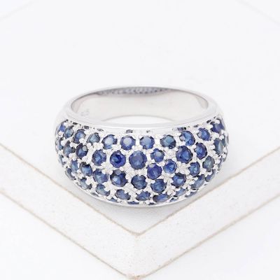 MAINE BLUE SAPPHIRE DOME RING IN STERLING SILVER by Equalli