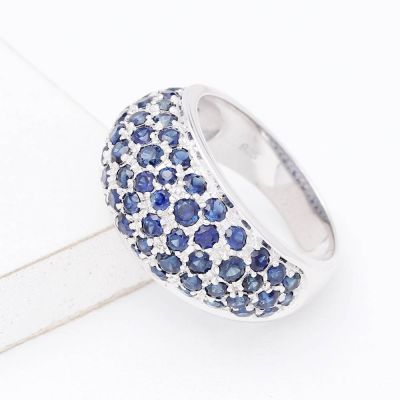 MAINE BLUE SAPPHIRE DOME RING IN STERLING SILVER by Equalli