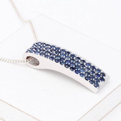 MAINE BLUE SAPPHIRE PENDANT IN STERLING SILVER