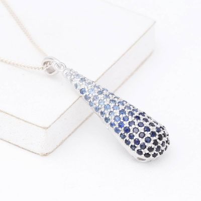 PHILADELPHIA BLUE SAPPHIRE OMBRE PENDANT IN STERLING SILVER by Equalli