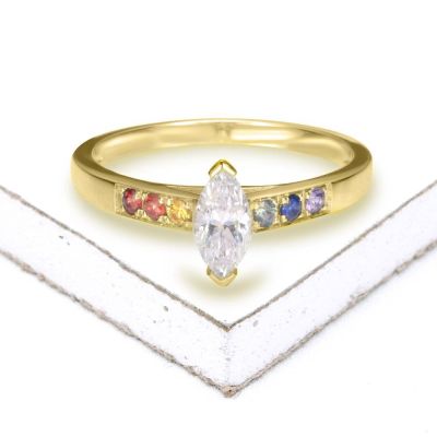 LAS VEGAS MARQUISE RING IN 14K GOLD by EQUALLI.COM