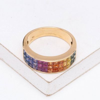 RILEY RAINBOW SAPPHIRE RING IN 18K GOLD