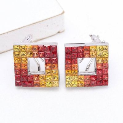 Sunset Sapphire Diamond Orientation 14K Gold Earrings (6.87ct tw)