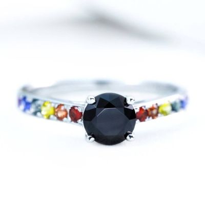 LAS VEGAS BLACK RING IN STERLING SILVER by EQUALLI.COM