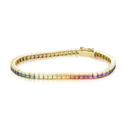 NONBINARY SEPTEMBER Asexual Babe Sapphire Stack Bracelet 2.8mm Ultimate Glam 12 Carats Natural Rainbow Surprise Anniversary Gift