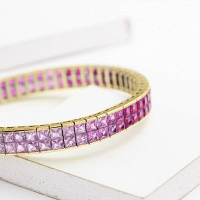 NEW YORK 25 CARAT DOUBLE ROW INVISIBLE RUBY BRACELET IN 18K GOLD by EQUALLI.COM