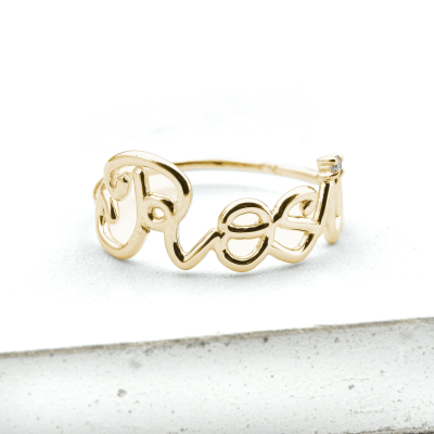 YOUR PERSONALISED BRIGHTON RING W/ DIAMOND OR SAPPHIRE - SPECIAL FONT BY EQUALLI.COM