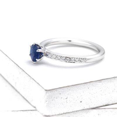 MADRID BLUE SAPPHIRE DIAMOND RING 1 CT in 925 STERLING SILVER BY EQUALLI.COM