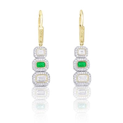 CLEOPATRA EMERALD AND DIAMOND EARRINGS IN 18K GOLD