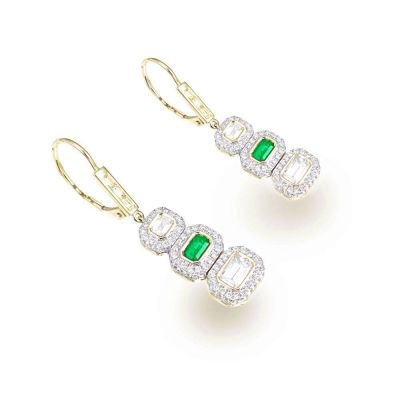 CLEOPATRA EMERALD AND DIAMOND EARRINGS IN 18K GOLD