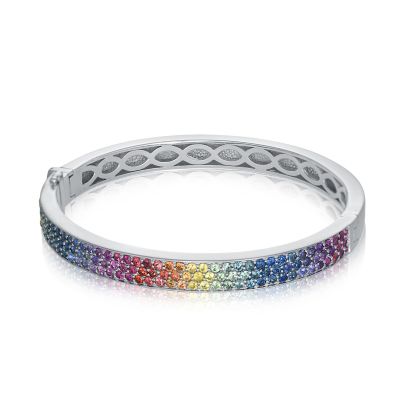 DETROIT UNICORN Bangle Bracelet Rainbow Sapphire in Silver Non-Binary Jewelry