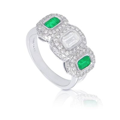 CLEOPATRA EMERALD AND DIAMOND RING by EQUALLI.COM