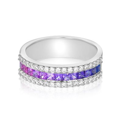 HOLLYWOOD PROMISE RING ALTERNATIVE PRIDE ENGAGEMENT BAND IN SILVER