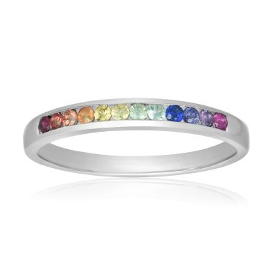 HAMPTON GAY Silver Unicorn Ring Rainbow Sapphire Asexual Ring