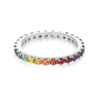 OSLO PRIDE Silver Unicorn Ring Rainbow Sapphire 3 carats The Essential Eternity Ring