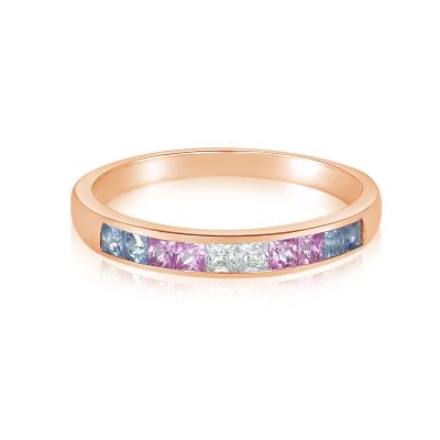 RIO AGENDER ASEXUAL PRIDE GOLD RING PASTEL SAPPHIRE 14K BAND