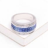 AUBREY BLUE SAPPHIRE & DIAMOND RING IN 18K GOLD