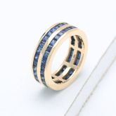 NEW YORK BLUE 6CT DOUBLE ROW RING IN 14K GOLD by EQUALLI.COM 