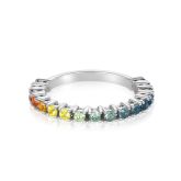 BALI HALF ETERNITY RAINBOW BAND PROMISE RING IN SILVER| SIMULATED DIAMOND RING OPTION