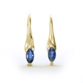 GABRIEL BLUE SAPPHIRE MARQUISE EARRINGS IN 18K GOLD by EQUALLI.COM
