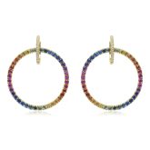 RHODE ISLAND Gay Providence 14K Gold Diamond Earrings w/ Unicorn Color Sapphire 8 Carats Handmade Jewelry Gift for Pride People