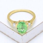 CHARIS TSAVORITE GREEN GARNET ENGAGEMENT RING IN 18K GOLD by EQUALLI.COM