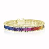 GAY SANTA BARBARA Bracelet 2.5mm 15 Carats Rainbow Sapphire & Diamond in 14K Gold Bracelet NonConforming NonBinary Jewelry